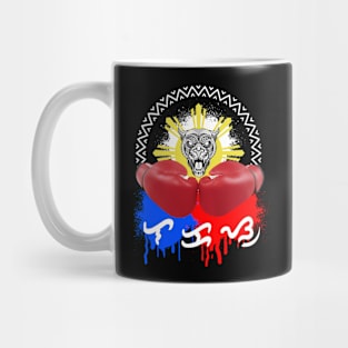 Tribal line Art Tiger x Boxing gloves / Baybayin word Lakas (Strength) Mug